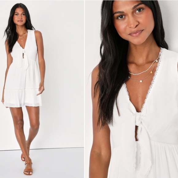 LULU's Bachelorette Engagement Bridal Shower Honeymoon Flirty Mini Dress - Picture 1 of 5